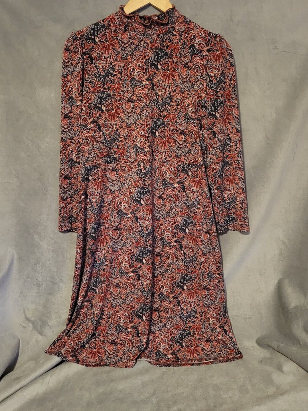 C. Wonder Mock Neck Knee Length Dress Long Sleeve Women's Size Medium Bohemian